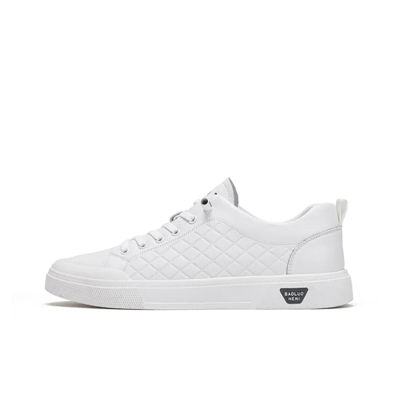 JOSINY Lightweight And Breathable Low-Top Skateboard Shoes Men's White Black-5
