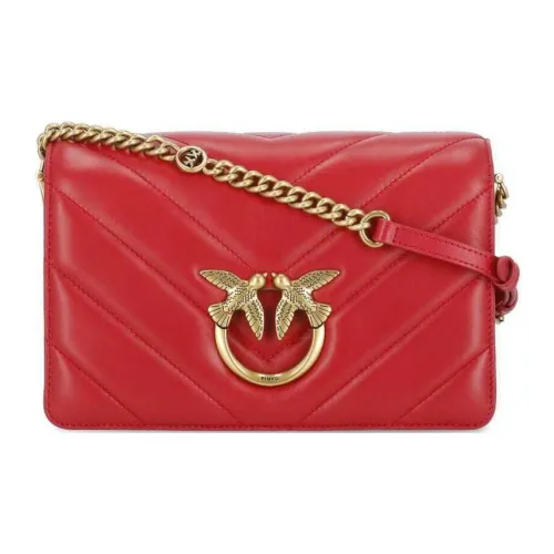 PINKO LOVE Collection Click Collection Sheepskin Patchwork With Cow Leather Crossbody Bag Shoulder Bag Women's Red