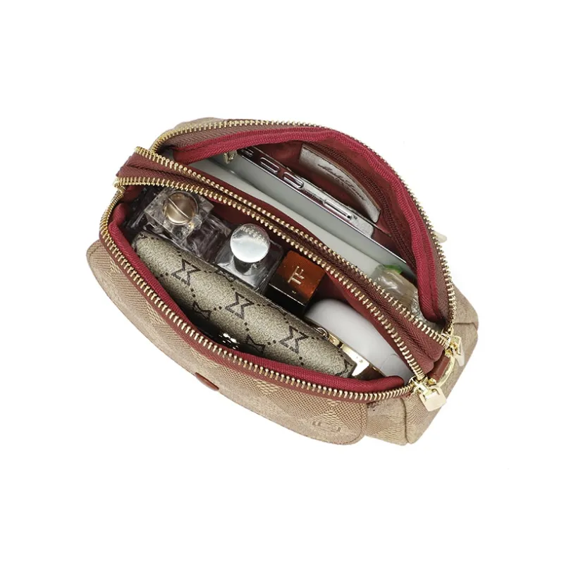 MashaLanti PVC With Synthetic Leather Small Square Bag Shoulder Bag Women's Dark Brown & Apricot/Coffee-10