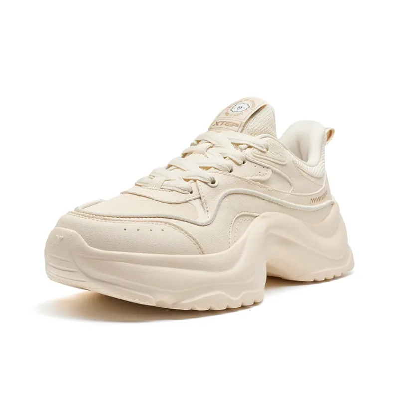 XTEP Lightweight Height Increasing Low Top Casual Shoes Women's Light Apricot-2