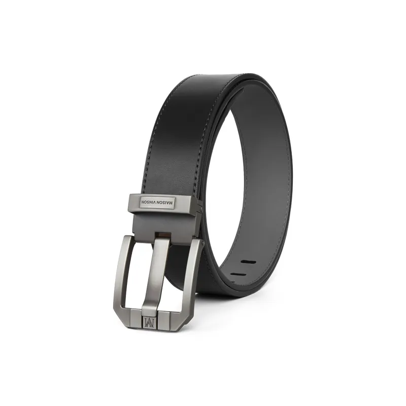 MAISON VINSON Trendy, Pin Buckle Business Cow Split Leather Belts Men's Width 4cm-3
