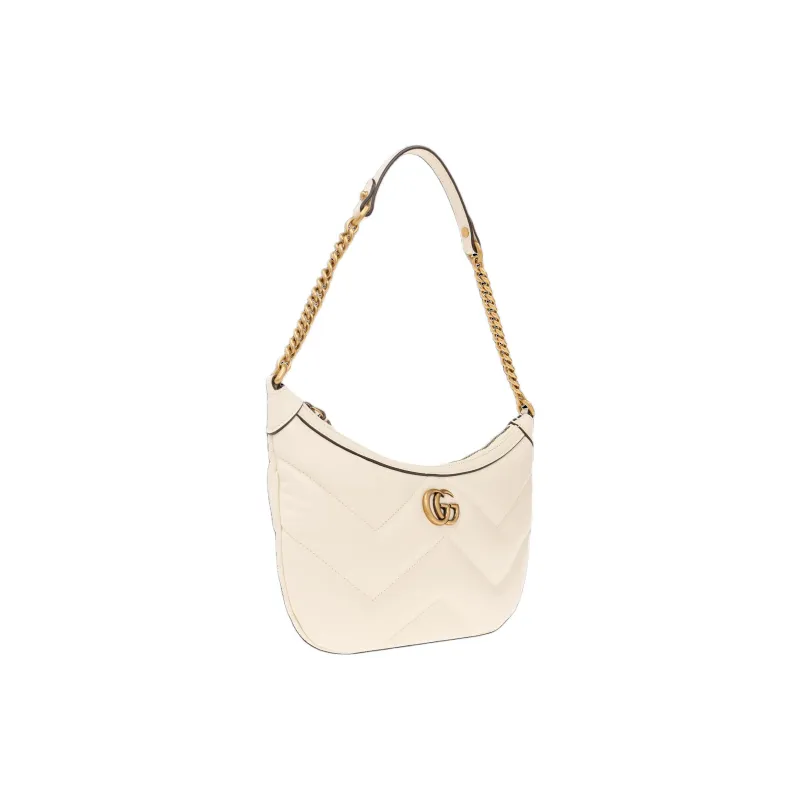 GUCCI GG Marmont Quilted V Shaped Leather Handbag Shoulder Bag Women's White-1