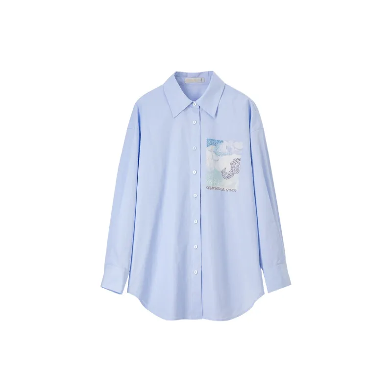 SENTUBILA Shirts Women's Blue Stripes Pattern-0