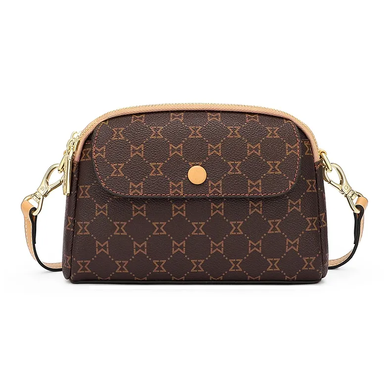 MashaLanti PVC With Synthetic Leather Small Square Bag Shoulder Bag Women's Dark Brown & Apricot/Coffee-1