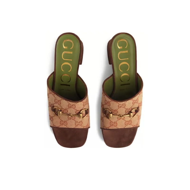 GUCCI 60mm GG Mid-heel Platform Mules-3
