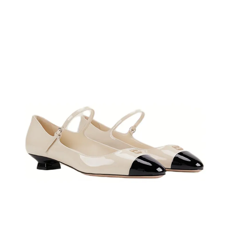 MIU MIU Chunky Heel Mary Jane Shoes Women's White-2