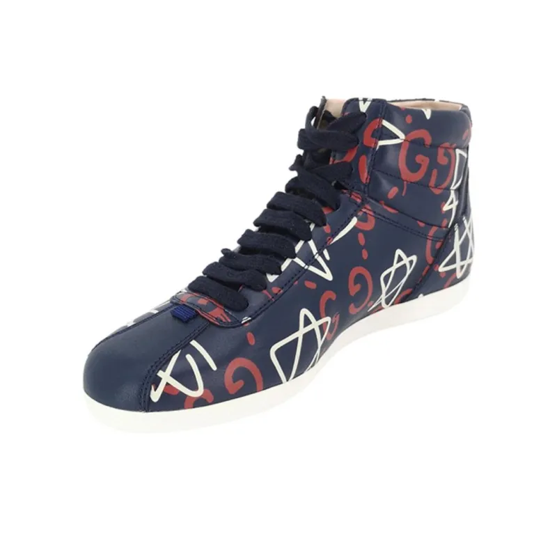 GUCCI Ghost High-Top Stylish Skateboarding Shoes Women's Dark Blue-1