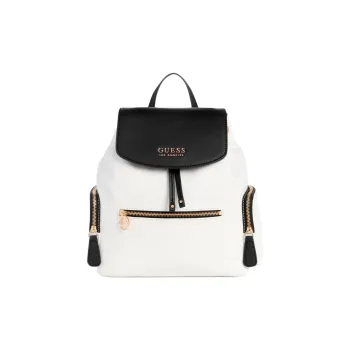 GUESS Artificial Leather Backpack Regular Women's Gray White