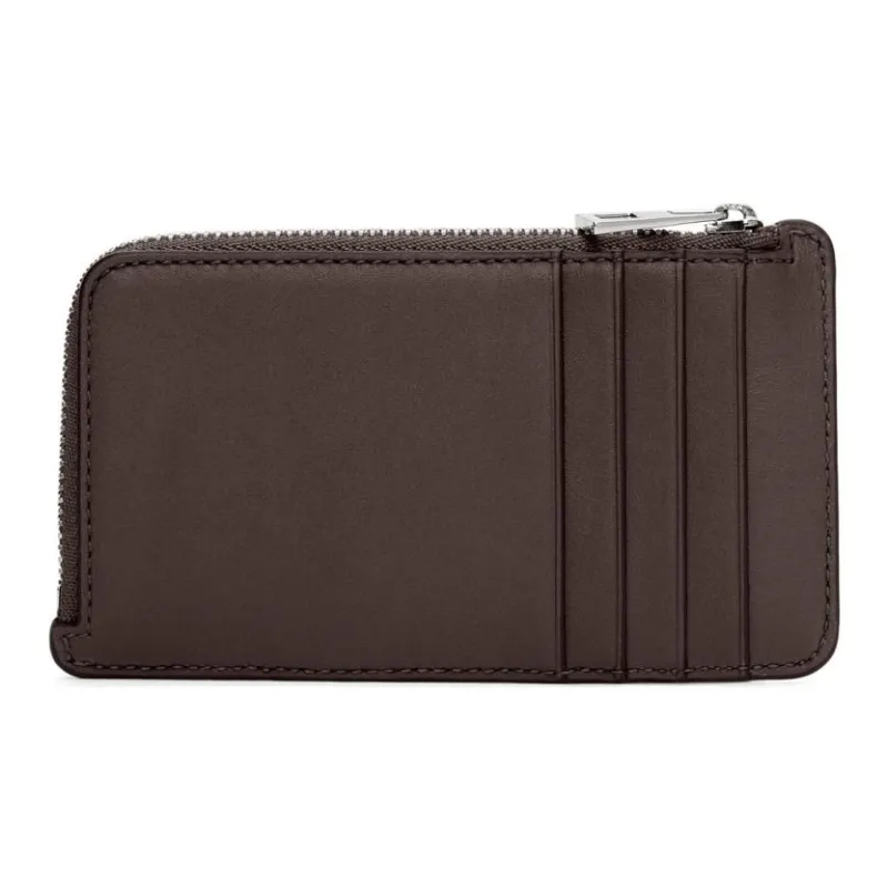 LOEWE Satin Calfskin Coin Card Holder Wallet Men's Dark Brown-1