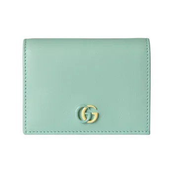 GUCCI GG Marmont Leather Card Holder Women's Light Green & Light Yellow