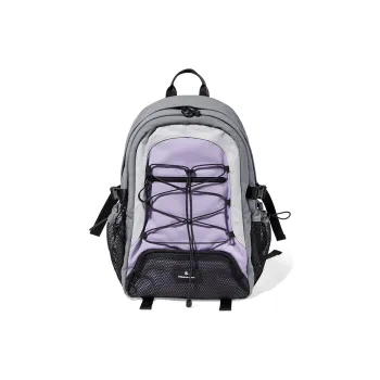 LIVEBOX EN DIRECT Nylon Backpack Medium Size Women's Gray Purple/Ecru/Black
