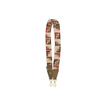 FENDI Polyester With Calfskin Bag Strap Women's Beige & Dark Green & Multicolor