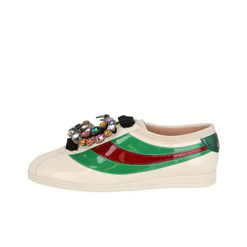 GUCCI Falacer Patent Leather Sneaker White Red Crystal Women's