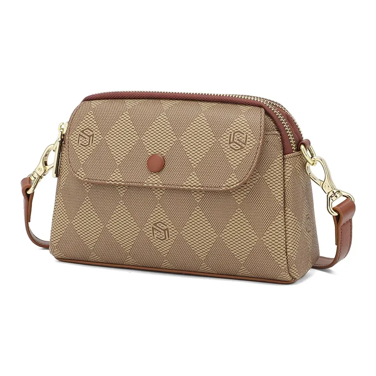 MashaLanti PVC With Synthetic Leather Small Square Bag Shoulder Bag Women's Dark Brown & Apricot/Coffee-9