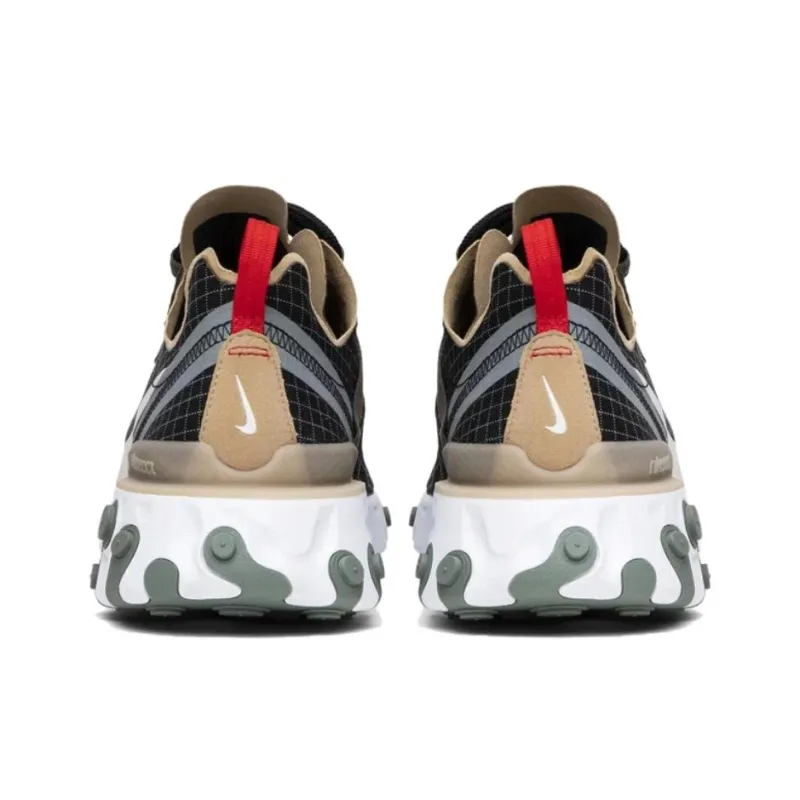 Nike React Element 55 Low-Top Casual Running Shoes Unisex Black White-3