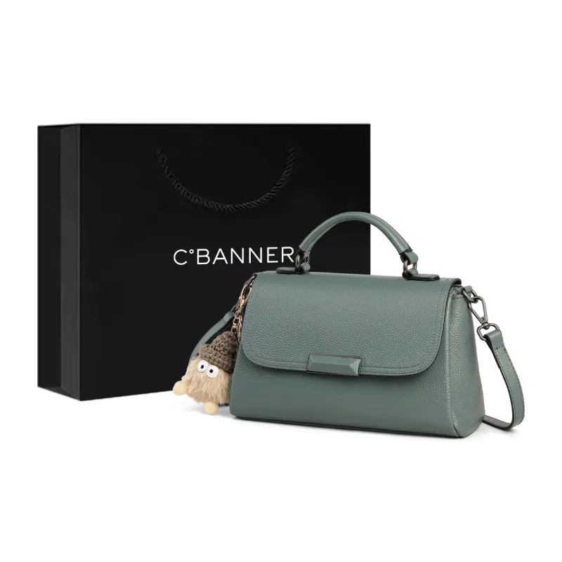 C°BANNER Cow Leather With Synthetic Leather Crossbody Bag, Handbag Regular Women's Black/Khaki/Dusty Blue/Ecru-15