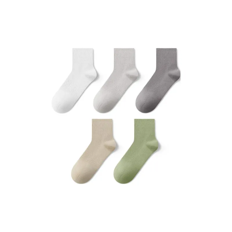 LUCKMEEY Mid Calf Socks Men's 5 Pack-2