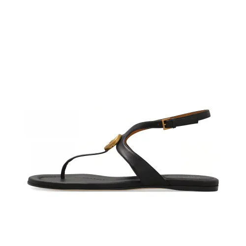 GUCCI Double G Leather Thong Sandals