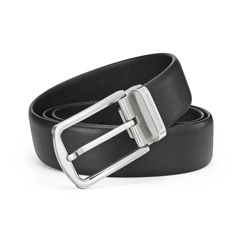 ROBERTA DI CAMERINO Top Grain Cow Leather Belts Men's Black Width 3.45cm-4