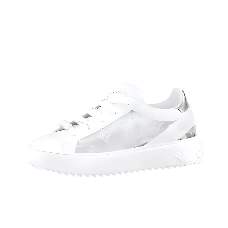 LOUIS VUITTON Time Out Low Top Stylish Skateboarding Shoes Women's White Blue-0