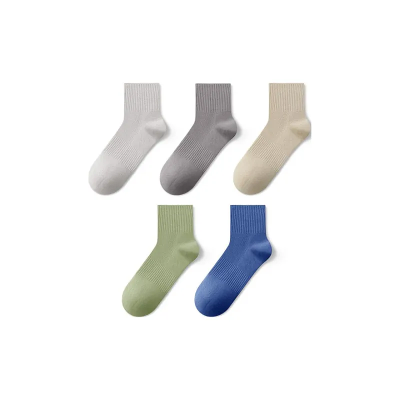 LUCKMEEY Mid Calf Socks Men's 5 Pack-5