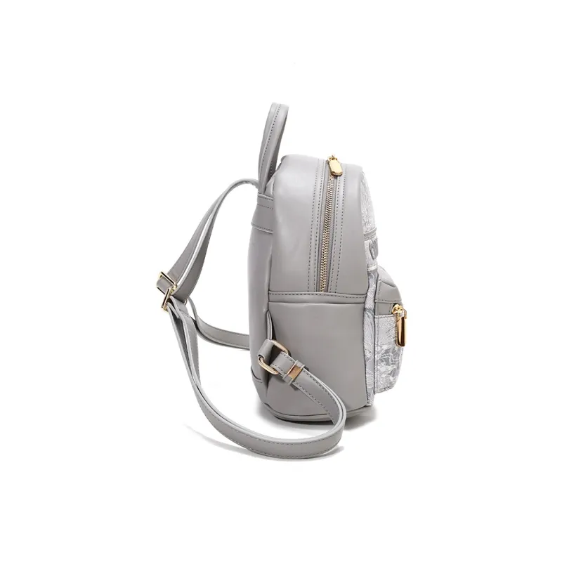 Carit&Koty Polyurethane Synthetic Leather Textile Backpack Women's Gray-2