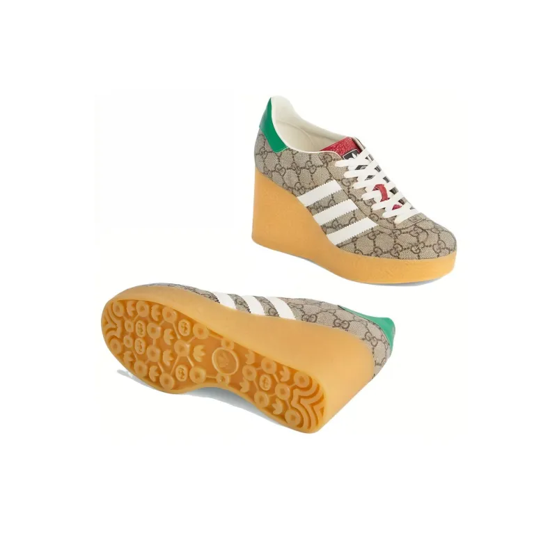 GUCCI Adidas X GUCCI Women's Wedge Gazelle 'Beige Gg Monogram' Women's-4