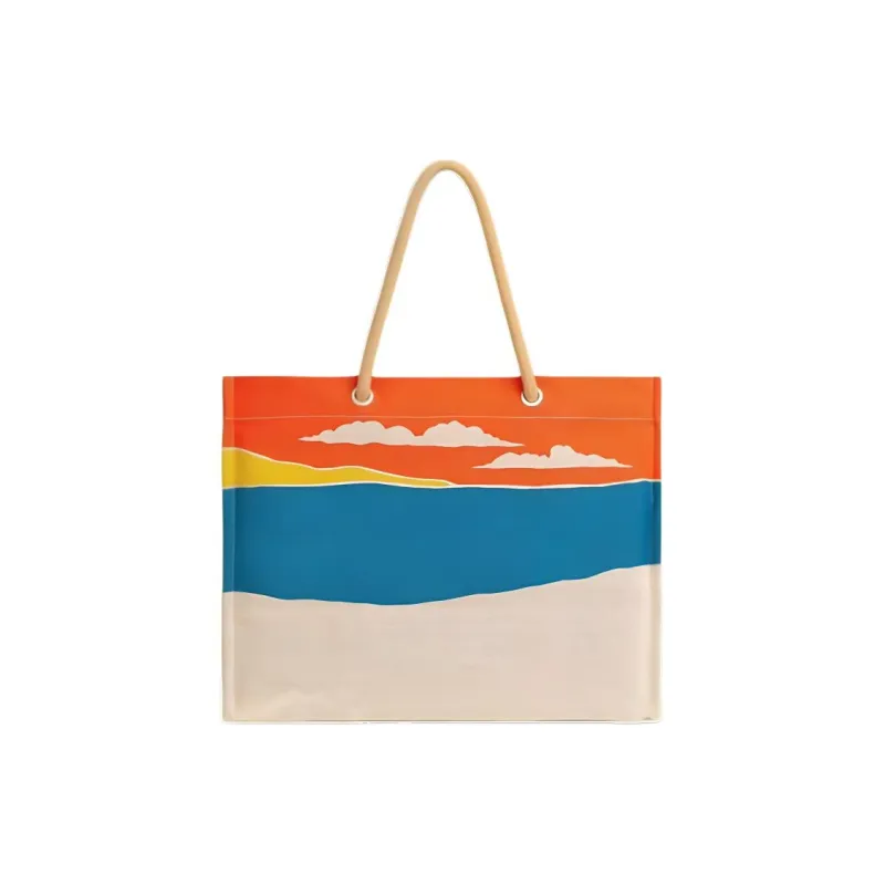 HERMES Canvas Canvas Bag Tote Bag Shopping Bag Handbag Women's Beige & Multicolor-2