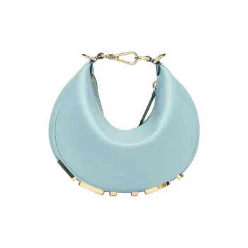 FENDI Fendigraphy Calfskin Hobo Bag, Crescent Bag, Wrist Bag Mini Women's Light Blue