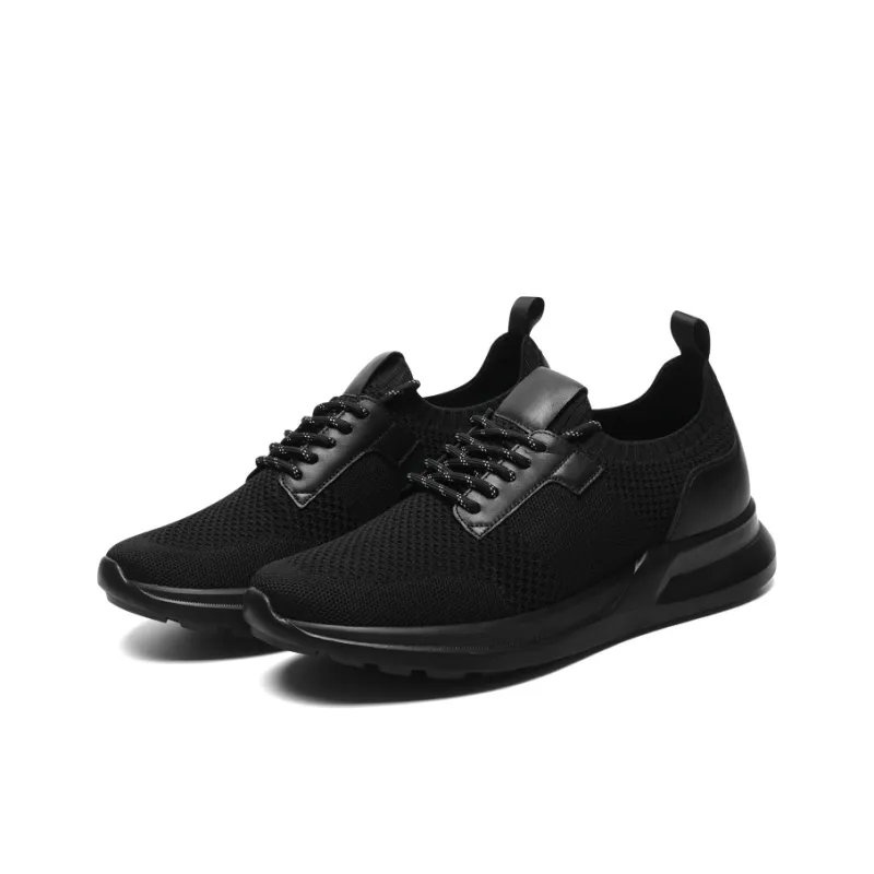 He Jinchang Low Top Casual Shoes Men's Jet Black Feather-5