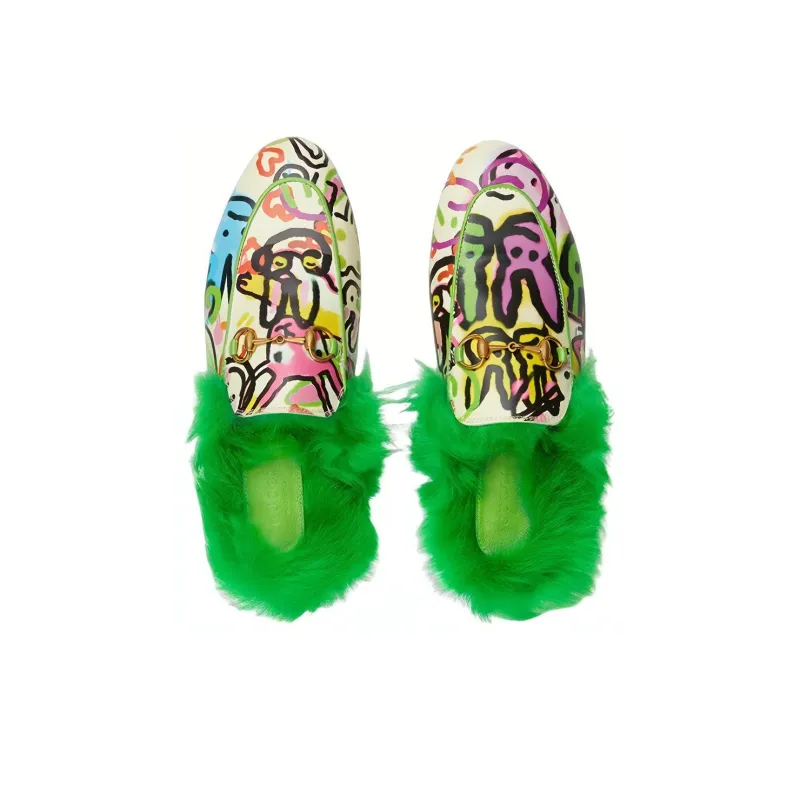 GUCCI Princetown Graffiti-print Slippers-2