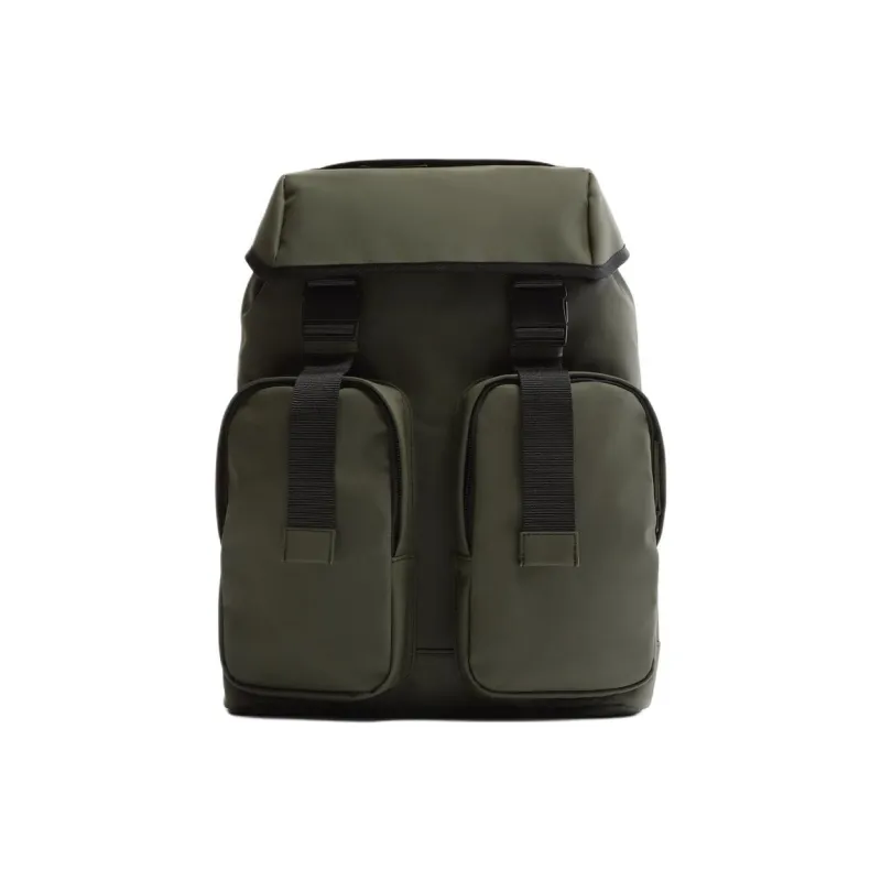 ZARA PU Backpack Large Size Men's Khaki Green-0