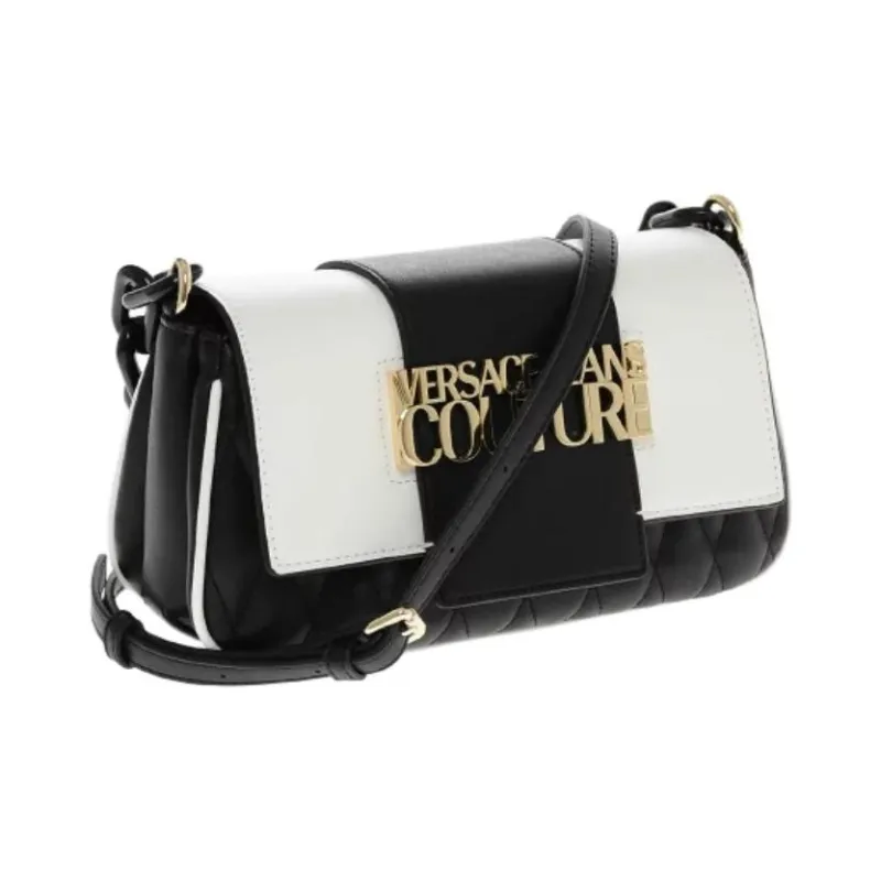 VERSACE JEANS COUTURE Polyester Handbag Shoulder Bag Women's Black & White-2