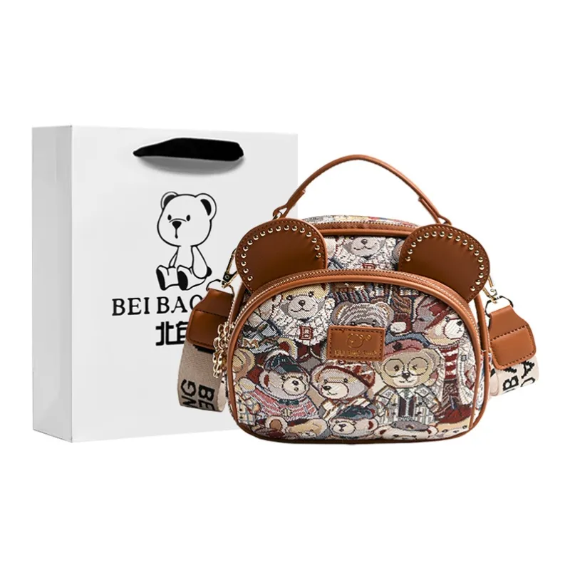 North Pack Canvas Shoulder Bag, Handbag, Shoulder Bag, Crossbody Bag Regular Women's Navy Blue/Pink/Brown-6