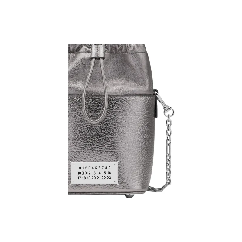 Maison Margiela Small 5AC Metallic Drawstring Bucket Bag-3