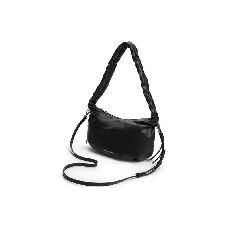 CHARLES&KEITH PU Crossbody Bags Medium Size Women's Noir Black/Oat-2