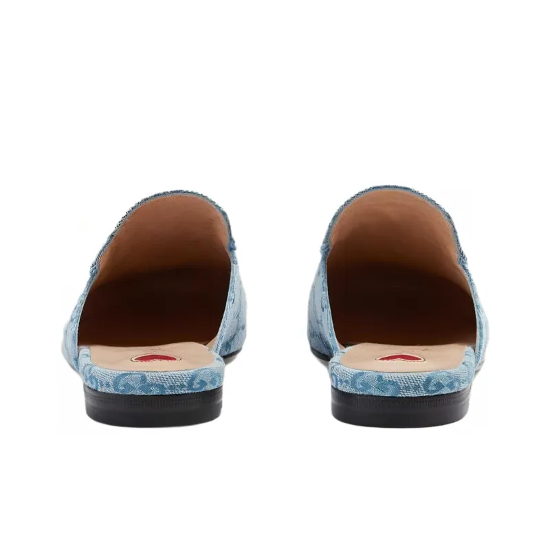 GUCCI Princetown Wrap toe Slippers Women's Blue-4