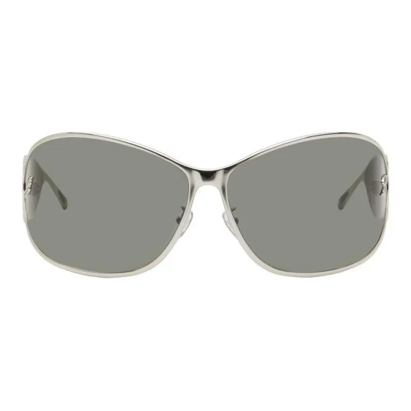 Blumarine Metal Irregular Shape Sunglasses Women's Silver-0