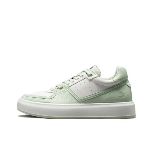 Ecco Skateboard Shoes Women's Low-Top Matcha Green/Gray White