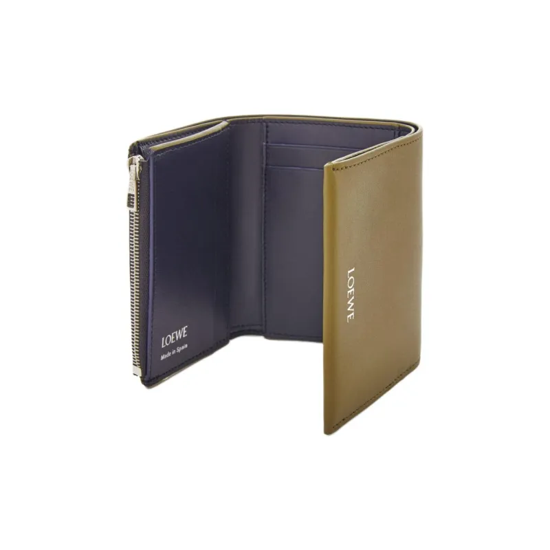 LOEWE Shiny Nappa Calfskin Wallet Men's Olive-1