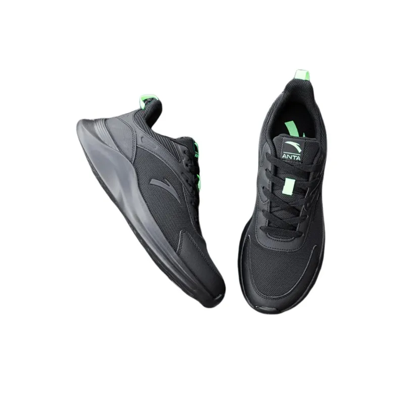Anta Anti Slip Wear Resistant Low Top Running Shoes Men's Black Neon Green-2