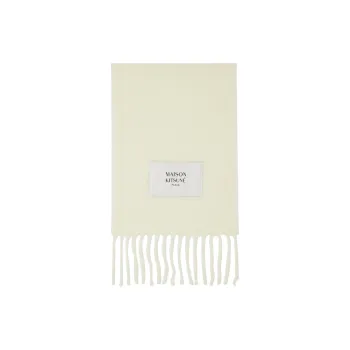 Maison Kitsune Alpaca Blend Knit Scarves Women's Ecru