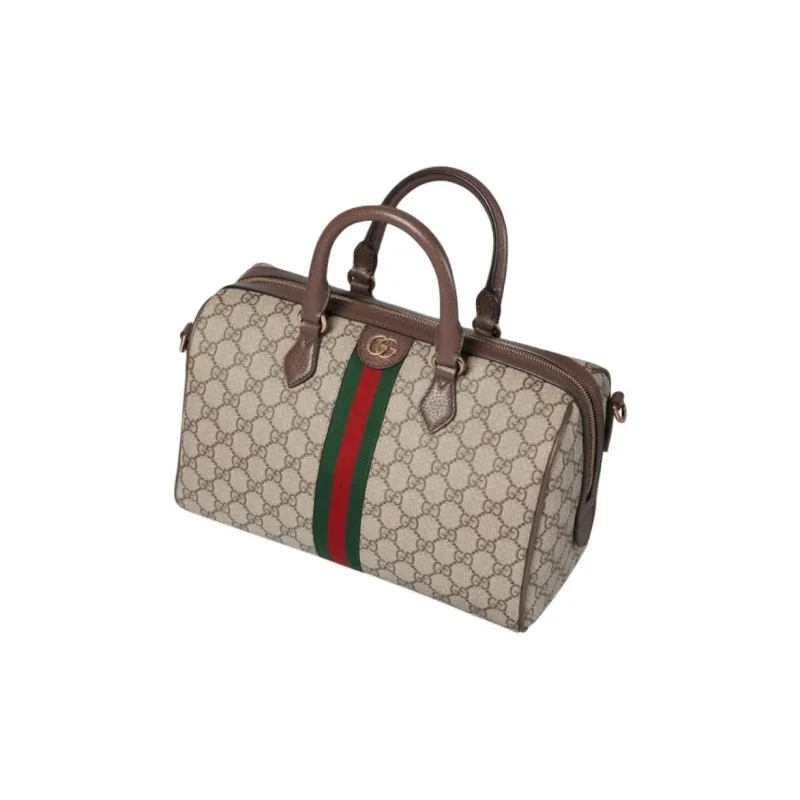 GUCCI Ophidia Canvas With Leather Binding One Shoulder Crossbody Canvas Bag Handbag Medium Size Women's Brown-3