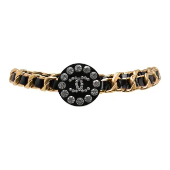 CHANEL 1980 1990s Cc Rhinestone embellished Belt