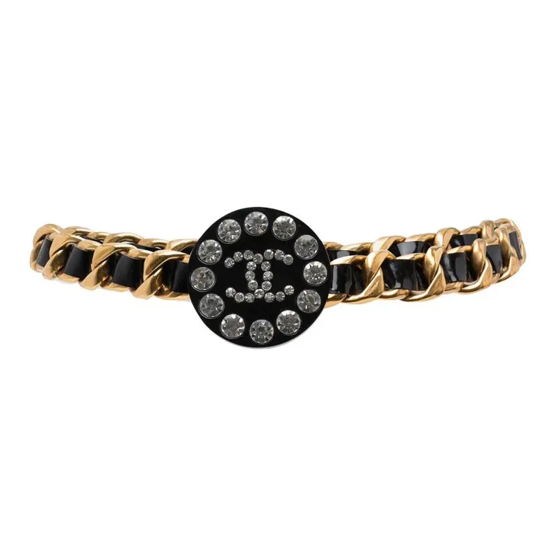 CHANEL 1980 1990s Cc Rhinestone embellished Belt-0