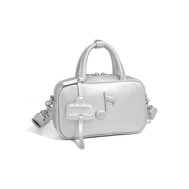 KKA PU Shoulder Bag, Crossbody Bag, Handbag Women's Silver/Black-3