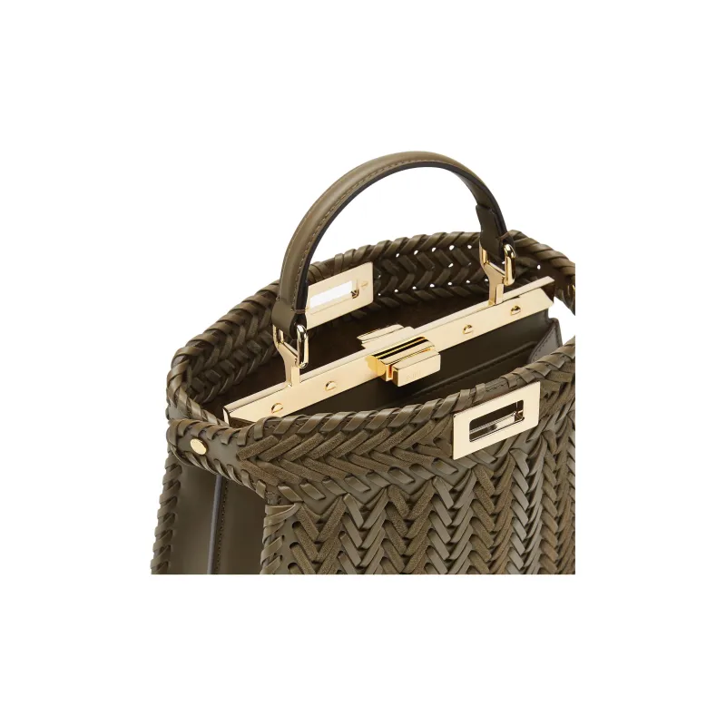 FENDI Peekaboo ISeeU Suede Shoulder Bag, Crossbody Bag, Handbag Trumpets Women's Green-4