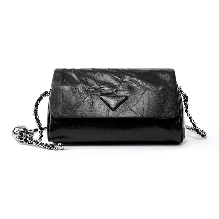 Carnival Keep Top Grain Cow Leather Pillow Shoulder Bag Regular Women's White/Black-6