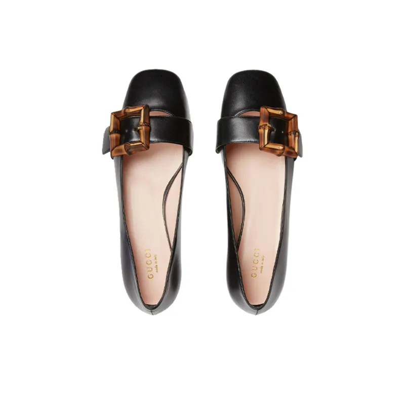 GUCCI Bamboo Casual Single Shoes Women's Black-3