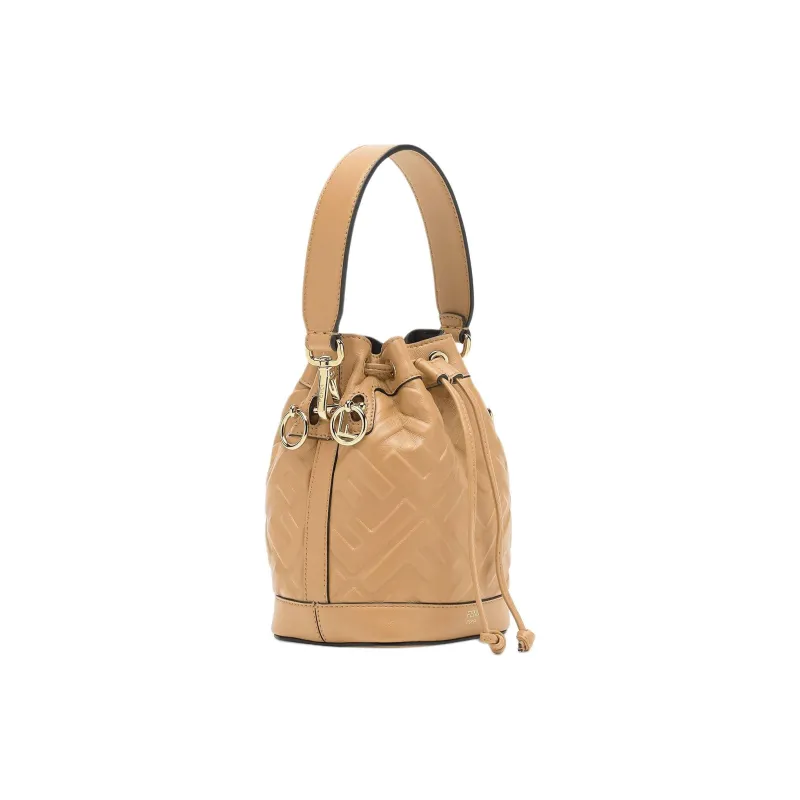 FENDI Mon Tresor Calfskin Bucket Bag, One Shoulder Handbag Mini Women's Beige-1